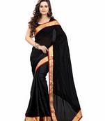 Black plain chiffon saree with blouse