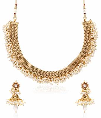Gold pearl necklace-sets 1