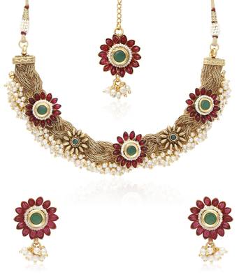 Gold pearl necklace-sets 1