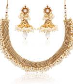 Gold pearl necklace-sets