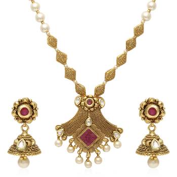 Gold pearl necklace-sets 2