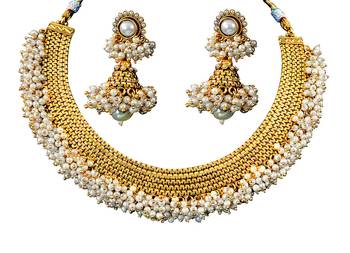 Gold pearl necklace-sets 2