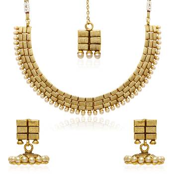 Gold pearl necklace-sets 1