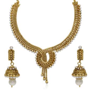 Gold pearl necklace-sets 1