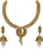Gold pearl necklace-sets