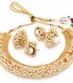 Gold pearl necklace-sets