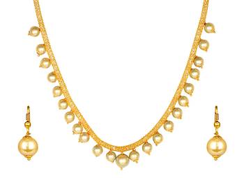 Gold pearl necklace-sets 1