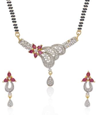 Pink cubic zirconia mangalsutra 1
