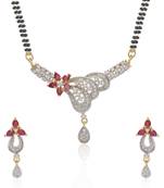 Pink cubic zirconia mangalsutra