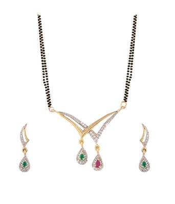 Multicolor cubic zirconia mangalsutra 1