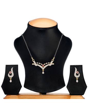 Pink cubic zirconia mangalsutra 3