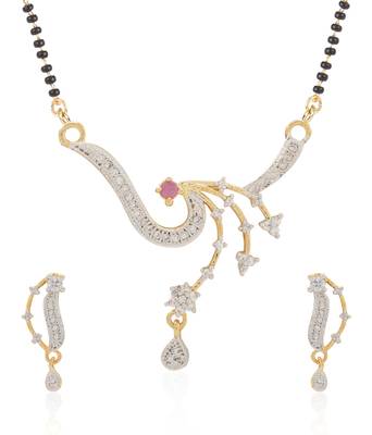Pink cubic zirconia mangalsutra 1
