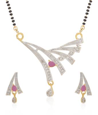 Pink cubic zirconia mangalsutra 1