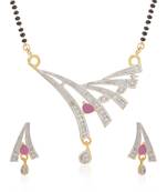 Pink cubic zirconia mangalsutra