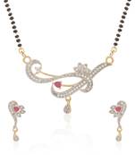 Pink cubic zirconia mangalsutra