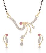 Pink cubic zirconia mangalsutra