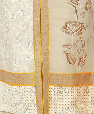 Off white embroidered cotton Dress Material 3