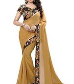 Chiku hand woven georgette saree with blouse