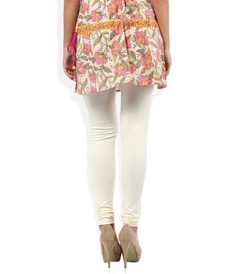 White cotton lycra leggings 4
