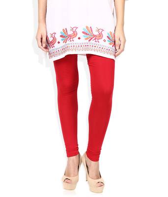 Red cotton lycra leggings 1
