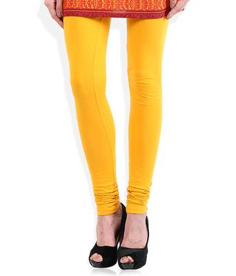 Yellow cotton lycra leggings 1
