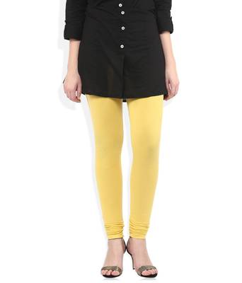 Yellow cotton lycra leggings 1