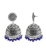 Jaipuri Floral Jhumki Studs-Indian Jewellery-Big Tribal Earrings With Blue Lapis