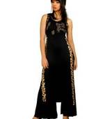  kukn114 Black Viscose Long Slit Kurti