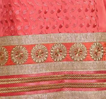 Light red cotton embroidered Straight Suit Dress Material 3