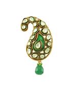 Emerald Green Jadau Kundan Kalgi for Men Safa Turban Jewellery for Men - Orniza