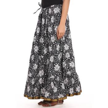 Black printed Cotton skirts 4