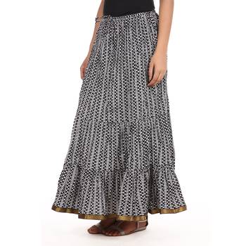 Black printed Cotton skirts 4