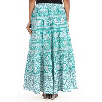 Green printed Cotton skirts 2