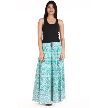 Green printed Cotton skirts 3