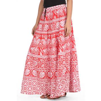 Red printed Cotton skirts 4