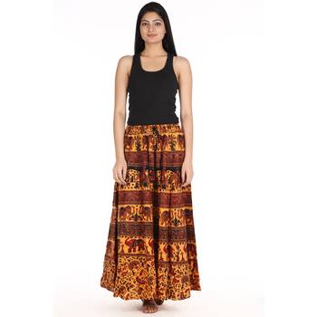 Yellow printed Cotton skirts 3