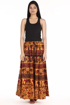 Yellow printed Cotton skirts