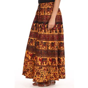 Yellow printed Cotton skirts 4