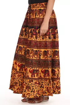 Yellow printed Cotton skirts