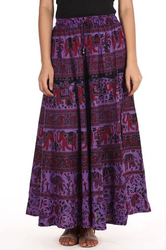 Purple printed Cotton skirts