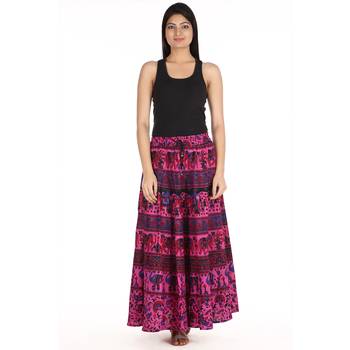 Pink printed Cotton skirts 3