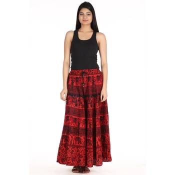 Red printed Cotton skirts 3