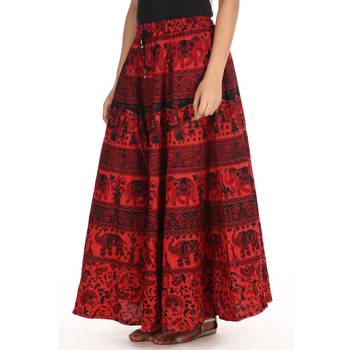 Red printed Cotton skirts 4