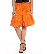 Orange printed Cotton skirts