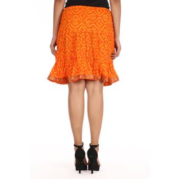 Orange printed Cotton skirts 2