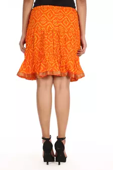 Orange printed Cotton skirts