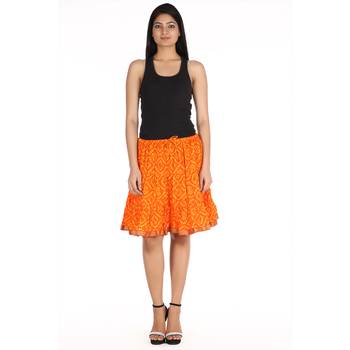 Orange printed Cotton skirts 3