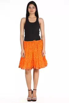 Orange printed Cotton skirts