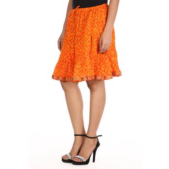 Orange printed Cotton skirts 4