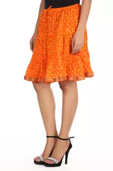 Orange printed Cotton skirts